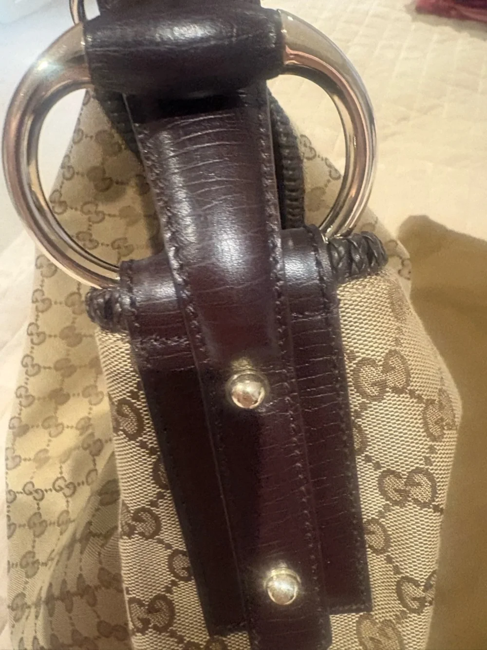 Gucci canvas hobo bag! Never worn.  Have original tag and receipt. - Picture 13 of 14